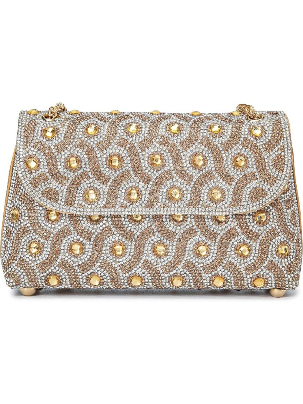 〽️Women's Curves Gold Crystals Rhinestone Chain Strap Square Shoulder Clutch